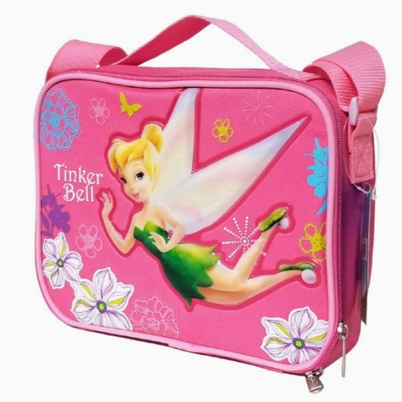 🌈Disney Tinker Bell Girls Pink Square Lunchbox, BAG - Picture 2 of 3